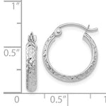 Load image into Gallery viewer, 14k White Gold 15mm x 2.5mm Diamond Cut Round Hoop Earrings
