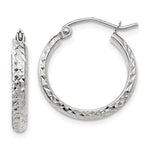 Load image into Gallery viewer, 14k White Gold 18mm x 2.5mm Diamond Cut Round Hoop Earrings