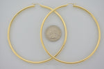 將圖片載入圖庫檢視器 14k yellow gold 90mm x 3mm extra large giant gigantic big round classic hoop earrings
