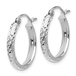 Load image into Gallery viewer, 14k White Gold 18mm x 2.5mm Diamond Cut Round Hoop Earrings