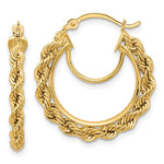 Ladda upp bild till gallerivisning, 10K Yellow Gold 24mm x 2.95mm Rope Round Hoop Earrings