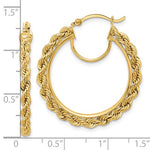 Ladda upp bild till gallerivisning, 10K Yellow Gold 30mm x 2.95mm Rope Round Hoop Earrings
