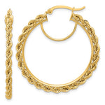 Załaduj obraz do przeglądarki galerii, 10K Yellow Gold 38mm x 2.95mm Rope Round Hoop Earrings