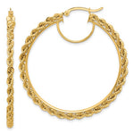 Load image into Gallery viewer, 10K Yellow Gold 48mm x 2.95mm Rope Round Hoop Earrings