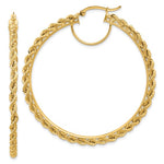 Load image into Gallery viewer, 10K Yellow Gold 55mm x 2.95mm Rope Round Hoop Earrings