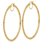 Load image into Gallery viewer, 10K Yellow Gold 80mm x 2.95mm Rope Round Hoop Earrings