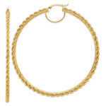 Load image into Gallery viewer, 10K Yellow Gold 80mm x 2.95mm Rope Round Hoop Earrings