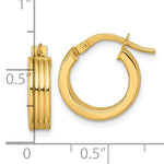 Carica l'immagine nel visualizzatore di Gallery, 10K Yellow Gold 15mm x 4mm Round Grooved Hoop Earrings