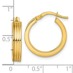 將圖片載入圖庫檢視器 10K Yellow Gold 18mm x 4mm Round Grooved Hoop Earrings