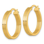 Afbeelding in Gallery-weergave laden, 10K Yellow Gold 23mm x 4mm Round Grooved Hoop Earrings