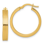 Afbeelding in Gallery-weergave laden, 10K Yellow Gold 23mm x 4mm Round Grooved Hoop Earrings