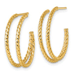 Load image into Gallery viewer, 10K Yellow Gold Double Strand Twisted C-Hoop Post Twisted Coil C Round Hoop Earrings 23mm x 5.75mm