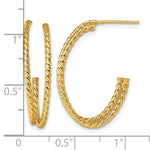 Load image into Gallery viewer, 10K Yellow Gold 27mm x 5.75mm Polished Double Strand Twisted J-Hoop Post Earrings