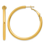 Load image into Gallery viewer, 10K Yellow Gold Classic Hoop Omega Back Round Hoop Earrings 41mm x 3mm