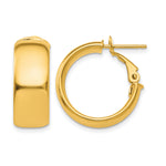 Load image into Gallery viewer, 10K Yellow Gold Small Omega Back Square-Tube Hoop Omega Back Round Hoop Earrings 19.75mm x 7.75mm