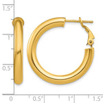 Load image into Gallery viewer, 10K Yellow Gold Classic Hoop Omega Back Round Hoop Earrings 28.5mm x 4mm