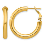 Load image into Gallery viewer, 10K Yellow Gold Classic Hoop Omega Back Round Hoop Earrings 28.5mm x 4mm