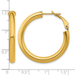 Load image into Gallery viewer, 10K Yellow Gold Classic Hoop Omega Back Round Hoop Earrings 33.5mm x 4mm