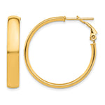 Load image into Gallery viewer, 10K Yellow Gold Square-Tube Hoop Omega Back Round Hoop Earrings 30.25mm x 5mm