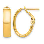 Load image into Gallery viewer, 10K Yellow Gold Square-Tube Hoop Omega Back Oval Hoop Earrings 19.25mm x 13.5mm x 5mm