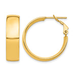 Load image into Gallery viewer, 10K Yellow Gold Square-Tube Hoop Omega Back Round Hoop Earrings 24.5mm x 7mm