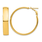 Load image into Gallery viewer, 10K Yellow Gold Square-Tube Hoop Omega Back Round Hoop Earrings 35.75mm x 7mm