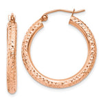 Ladda upp bild till gallerivisning, 10k Rose Gold 25mm x 3mm Diamond Cut Round Hoop Earrings