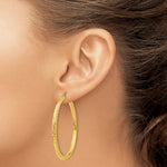 Load image into Gallery viewer, 10K Yellow Gold 45mm x 3mm Diamond Cut Sparkling Click Top Round Hoop Earrings