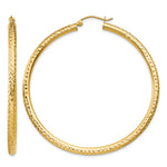 Load image into Gallery viewer, 10K Yellow Gold 55mm x 3mm Diamond Cut Sparkling Click Top Round Hoop Earrings