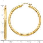 Load image into Gallery viewer, 10K Yellow Gold 47mm x 3mm Satin Diamond Cut Round Hoop Earrings