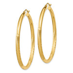 Load image into Gallery viewer, 10K Yellow Gold 50mm x 3mm Satin Diamond Cut Round Hoop Earrings