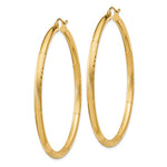 Load image into Gallery viewer, 10K Yellow Gold 56mm x 3mm Satin Diamond Cut Round Hoop Earrings