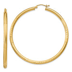 Load image into Gallery viewer, 10K Yellow Gold 56mm x 3mm Satin Diamond Cut Round Hoop Earrings