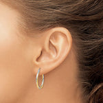 Load image into Gallery viewer, 10K Yellow Gold With Rhodium Diamond Cut Twisted Round Hoop Earrings 26.5mm x 2.5mm