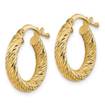 Afbeelding in Gallery-weergave laden, 10K Yellow Gold 15mm x 3mm Round Diamond Cut Hoop Earrings