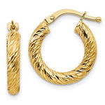 Afbeelding in Gallery-weergave laden, 10K Yellow Gold Round Diamond Cut Hoop Earrings