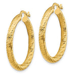 Cargar imagen en el visor de la galería, 10K Yellow Gold 27mm x 3mm Round Diamond Cut Hoop Earrings