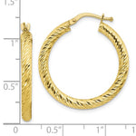 Cargar imagen en el visor de la galería, 10K Yellow Gold 27mm x 3mm Round Diamond Cut Hoop Earrings