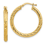 Cargar imagen en el visor de la galería, 10K Yellow Gold 27mm x 3mm Round Diamond Cut Hoop Earrings