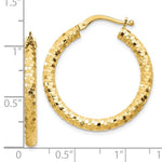 Load image into Gallery viewer, 10k Yellow Gold Diamond Cut Round Hoop Earrings