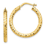 Load image into Gallery viewer, 10k Yellow Gold Diamond Cut Round Hoop Earrings Festive Sparkle Glitter Jewelry