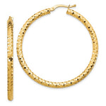 Load image into Gallery viewer, 10k Yellow Gold Diamond Cut Large Round Hoop Earrings Sparkle