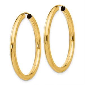10K Yellow Gold 35mm x 2.75mm Round Endless Hoop Earrings