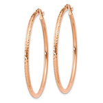 Load image into Gallery viewer, 10k Rose Gold 40mm x 2mm Diamond Cut Round Hoop Earrings