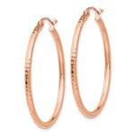 Load image into Gallery viewer, 10k Rose Gold 35mm x 2mm Diamond Cut Round Hoop Earrings
