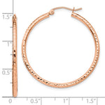 Load image into Gallery viewer, 10k Rose Gold 35mm x 2mm Diamond Cut Round Hoop Earrings
