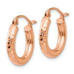 Load image into Gallery viewer, 10k Rose Gold 15mm x 3mm Diamond Cut Round Hoop Earrings
