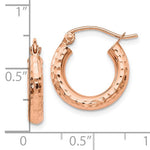 Load image into Gallery viewer, 10k Rose Gold 15mm x 3mm Diamond Cut Round Hoop Earrings