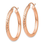Ladda upp bild till gallerivisning, 10k Rose Gold 30mm x 3mm Diamond Cut Round Hoop Earrings