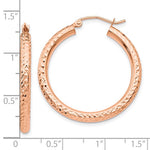 Ladda upp bild till gallerivisning, 10k Rose Gold 30mm x 3mm Diamond Cut Round Hoop Earrings
